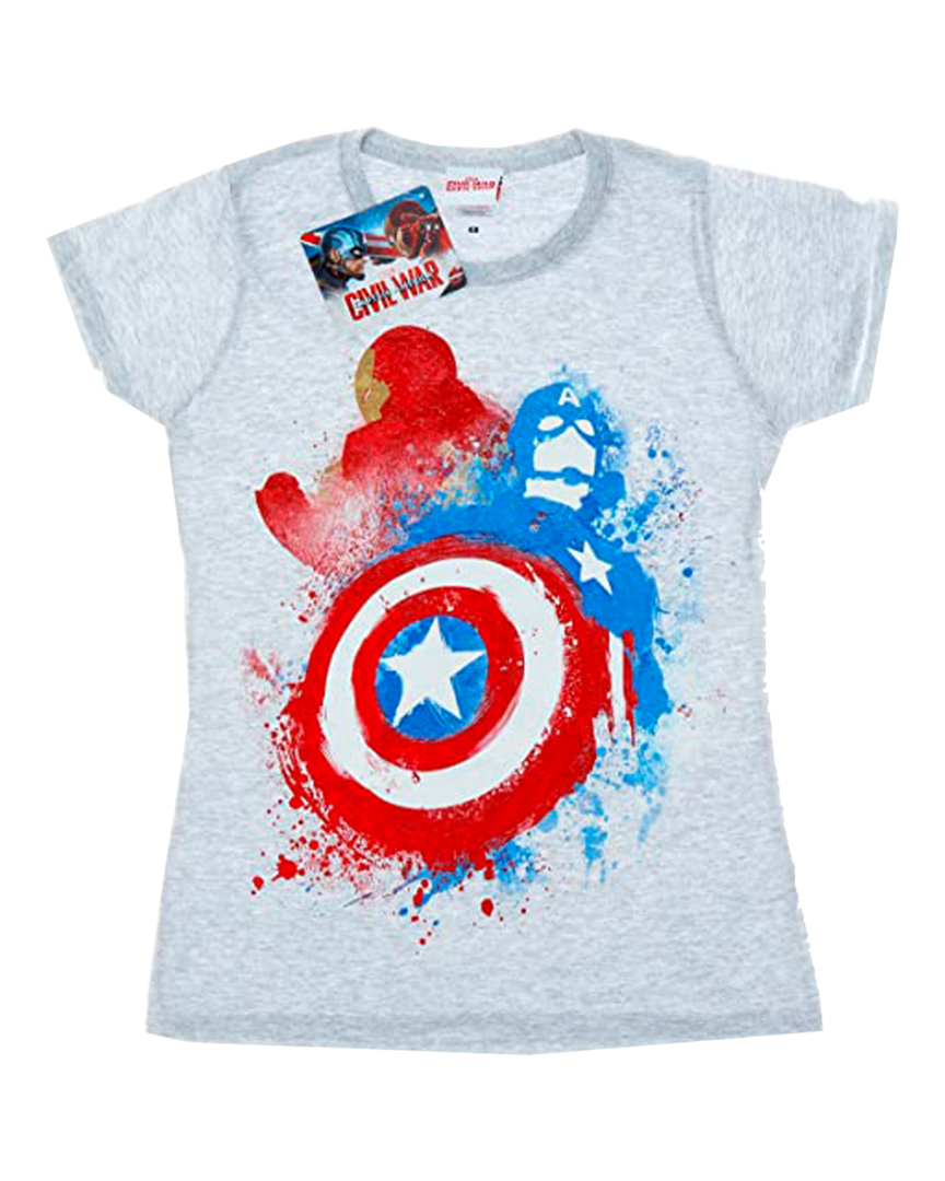 Camiseta gris iron man vs.capitán américa marvel civil war talla xs