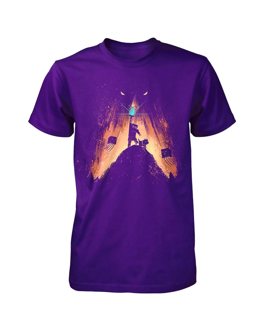 Camiseta Morada Steve El Minero Minecraft Talla S