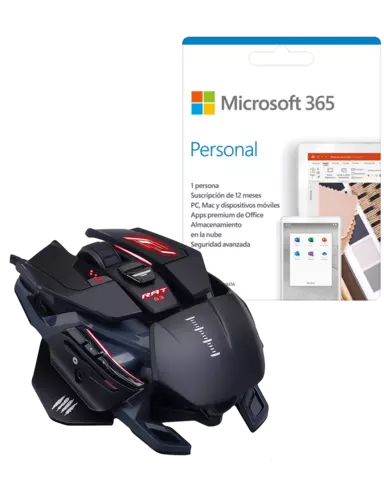 Comprar Microsoft 365 Personal 1 Año + Ratón Gaming R.A.T. Pro S3 Negro PC Microsoft Office