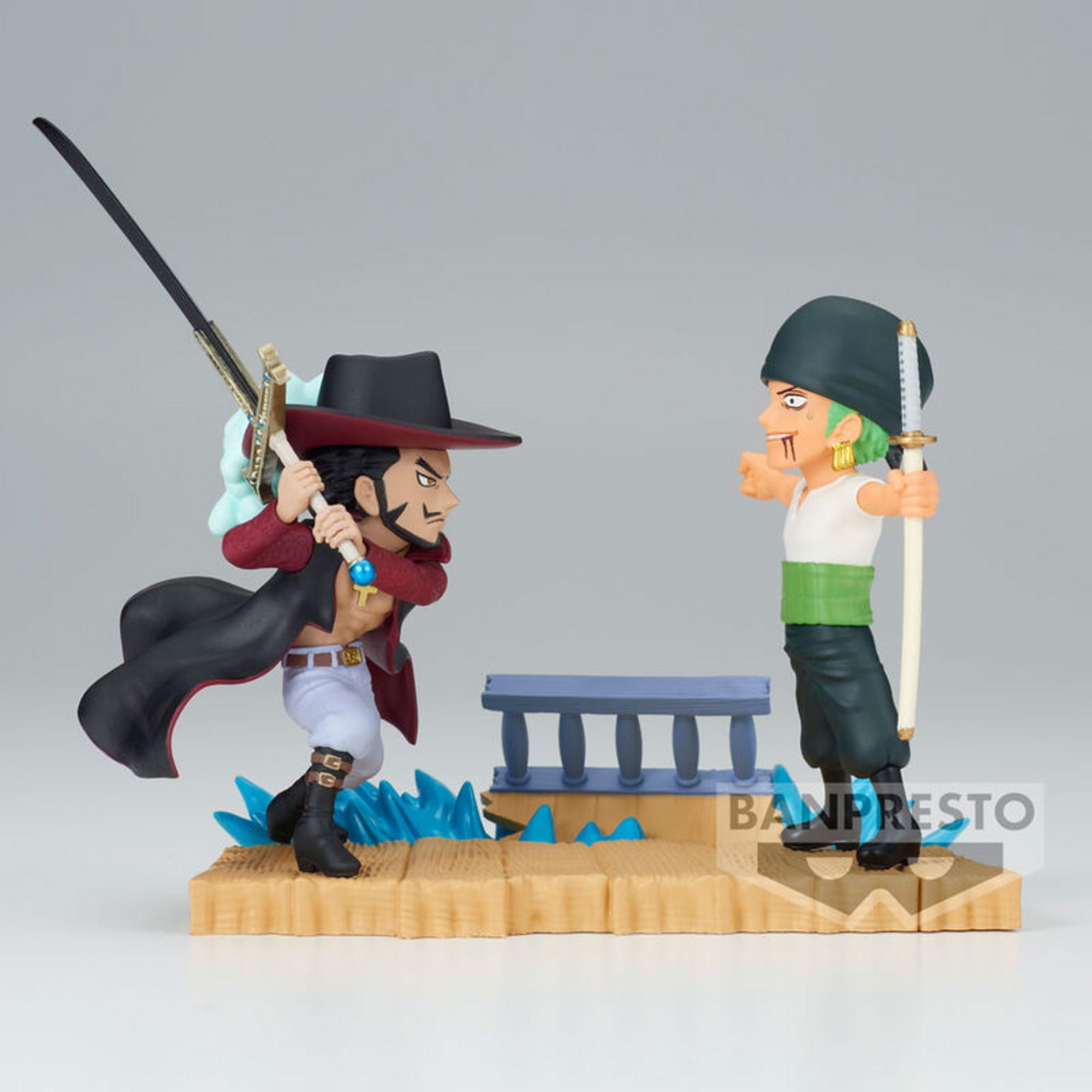 Figura roronoa zoro vs dracule mihawk log stories one piece 7cm