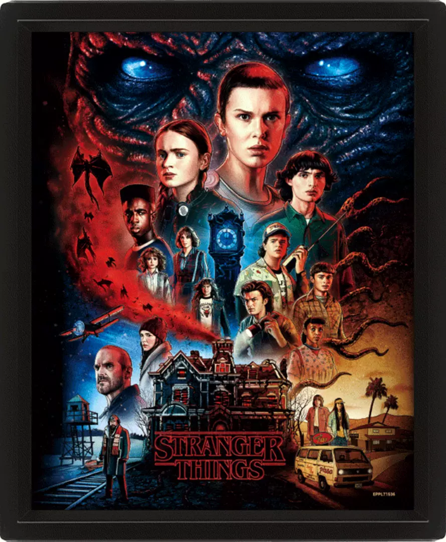 Pyramid International Stranger Things - Póster 3D enmarcado (25 x 20 x 1,3 cm), diseño de Stranger Things