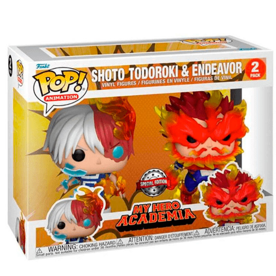 Blister 2 figuras pop my hero academia shoto todoroki & endeavor exclusive