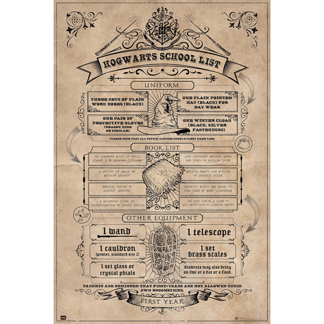 Grupo Erik Editores Poster Harry Potter Hogwarts School List