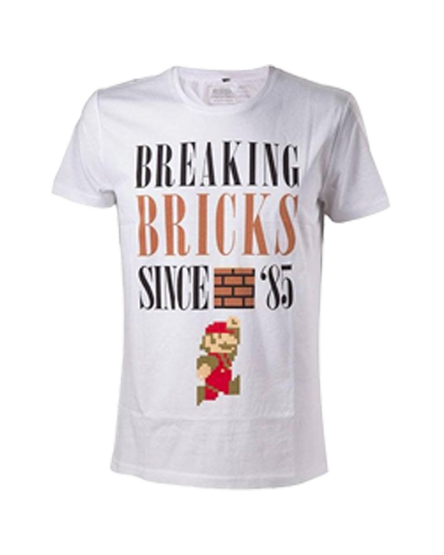Camiseta blanca breaking bricks mario talla m