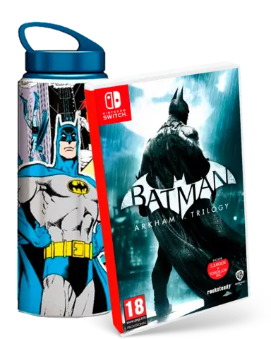Batman Arkham Trilogy + Botella DC Comics