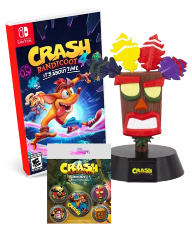Crash Bandicoot 4: It's About Time + Lámpara 3D Aku Aku + Set de 5 Chapas Crash Bandicoot 
