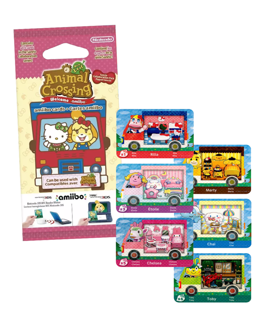 Pack 6 tarjetas amiibo animal crossing/hello kitty