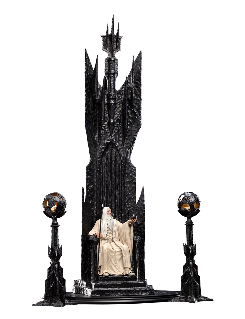 The lord of the rings - saruman the white on throne statue