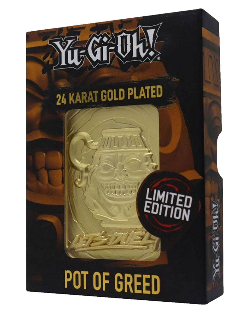 Lingote metálico yu-gi-oh! limited edition 24k gold plated pot of greed