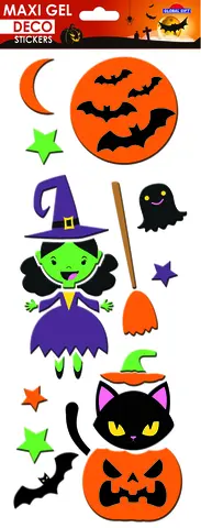 Comprar Pegatinas De Gel Maxi Halloween Bruja Y Gato 