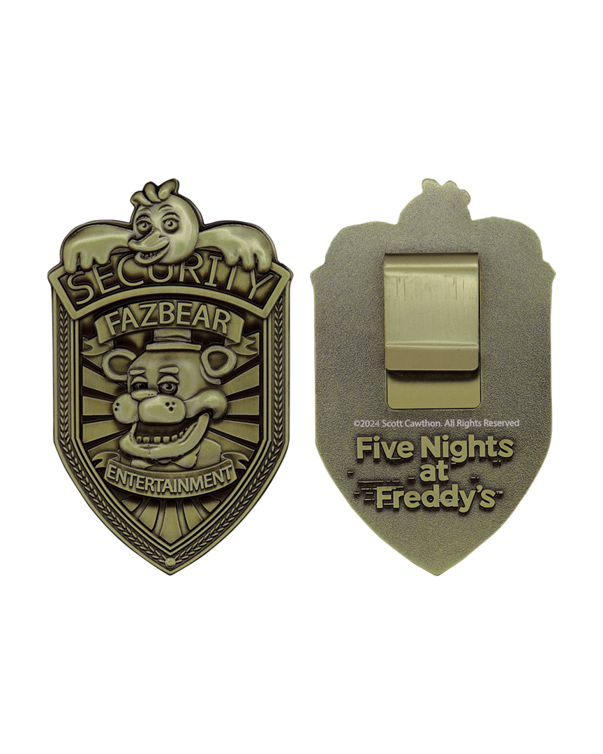 Réplica insignia seguridad five nights at freddy's antique brass ed. fanattik edición limitada