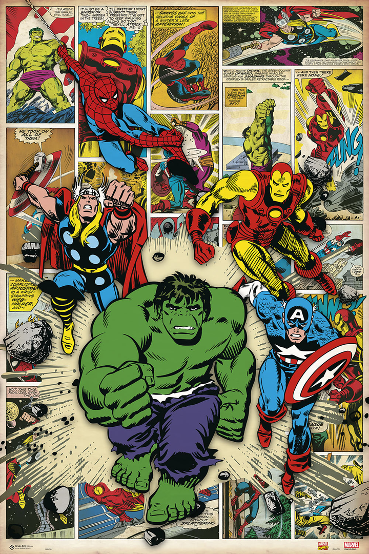 Poster marvel heroes comic clasico