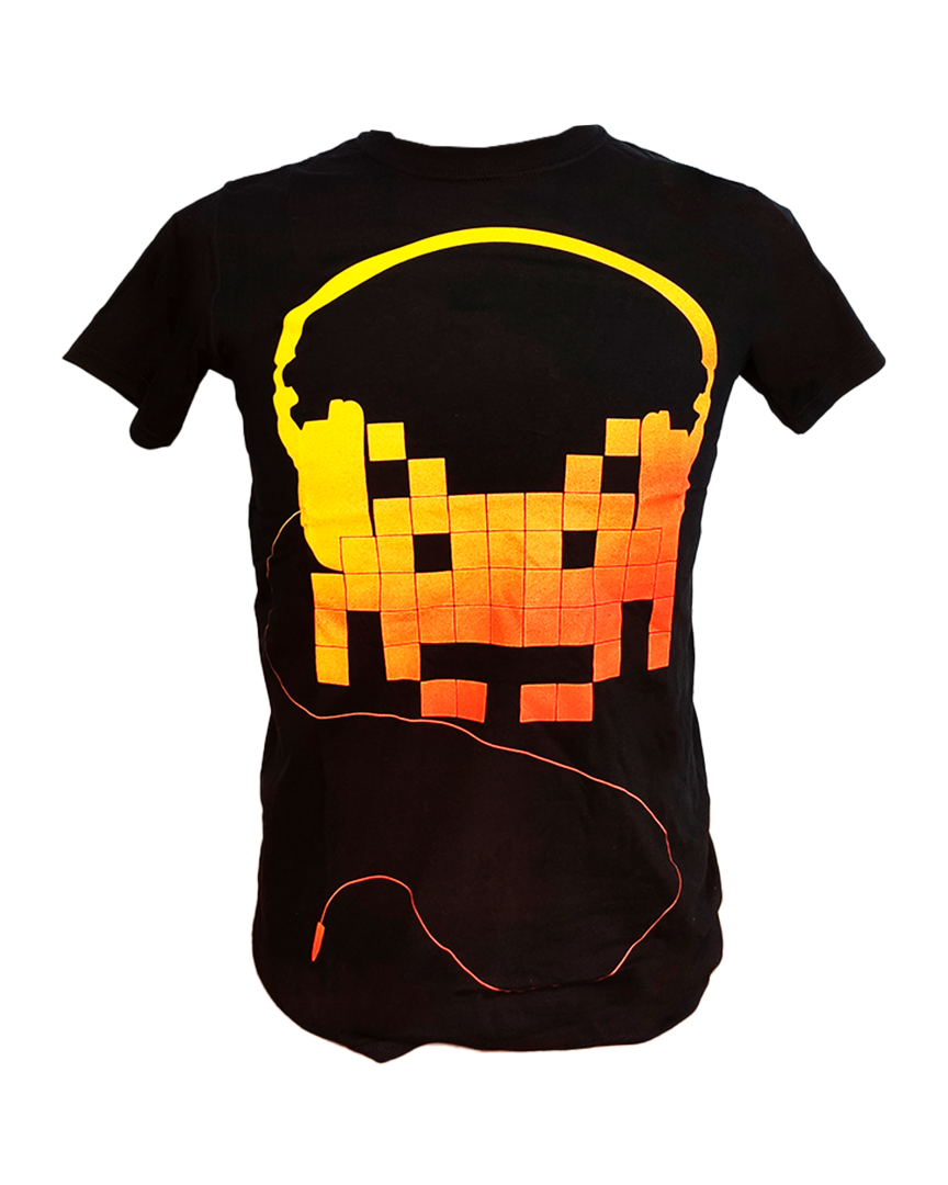 Camiseta negra auriculares space invaders talla xl