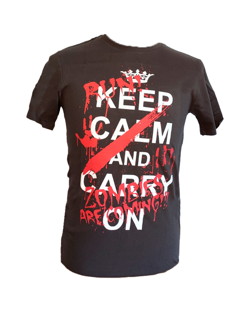 Camiseta negra keep calm and carry talla l