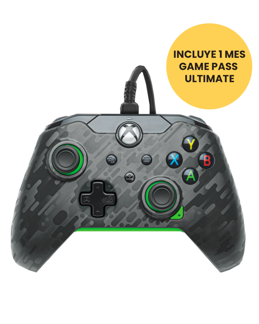 Mando Neon Carbon Camo/Verde Licenciado con Cable