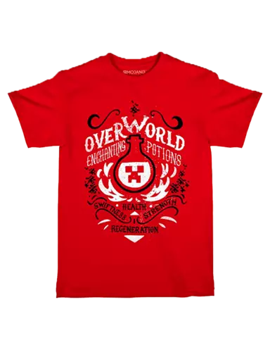 Camiseta Roja Enchanting Potions Minecraft Talla 9/10 años