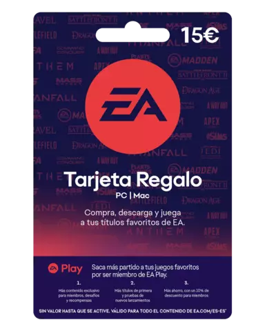 Tarjeta Regalo Electronic Arts 15€