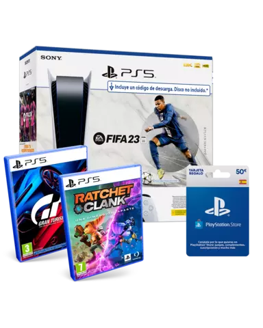 Comprar Consola PS5 FIFA 23 + Ratchet & Clank + GT7 + PSN 50€ PS5 Pack FIFA 23 B