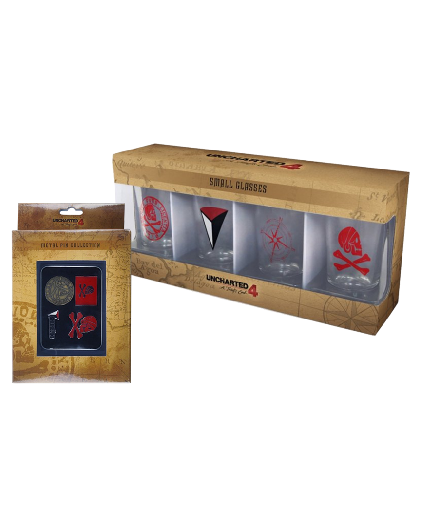Set de Pins + Set de Vasos de Chupito Uncharted 4
