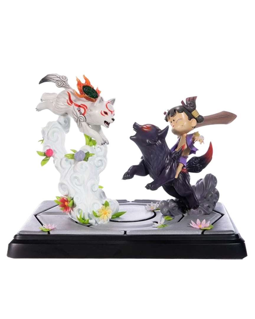 Estatua chibiterasu vs.dark chibiterasu & possessed kuni okamiden 33 cm