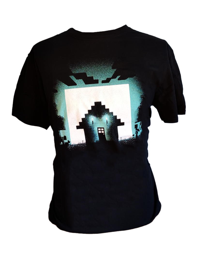 Camiseta Negra Run Away! Glow Minecraft  Talla XL