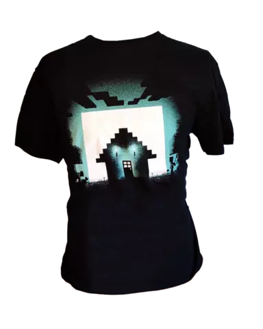 Camiseta Negra Run Away! Glow Minecraft  Talla XL