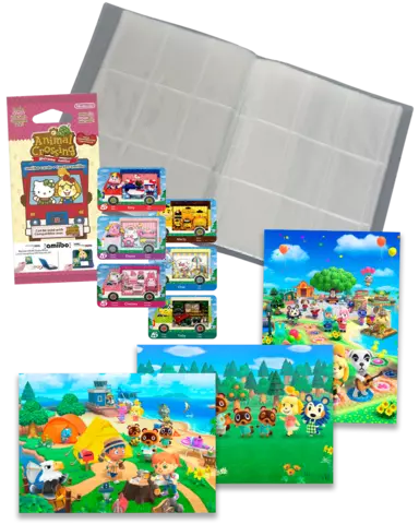 Pack 6 Tarjetas amiibo Animal Crossing/Hello Kitty + Album para Cartas Coleccionista + Set de Postales Animal Crossing