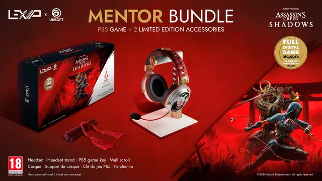 Reservar Pack "Mentor" Assassin's Creed Shadows + Auriculares y Stand para Auriculares PS5