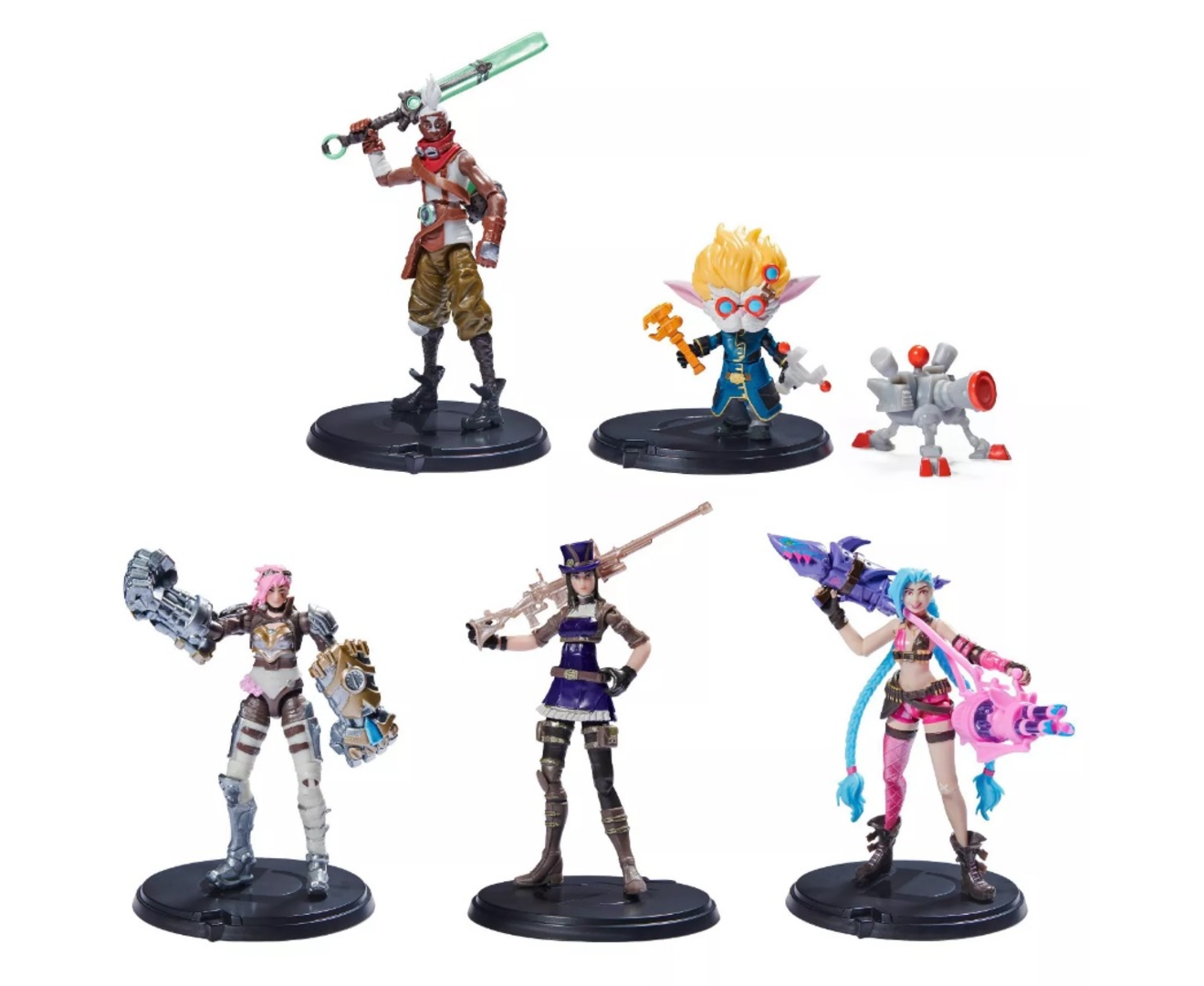 Set 5 Figuras League Of Legends Heimerdinger, Jinx, Vi, Caitlyn, Ekko