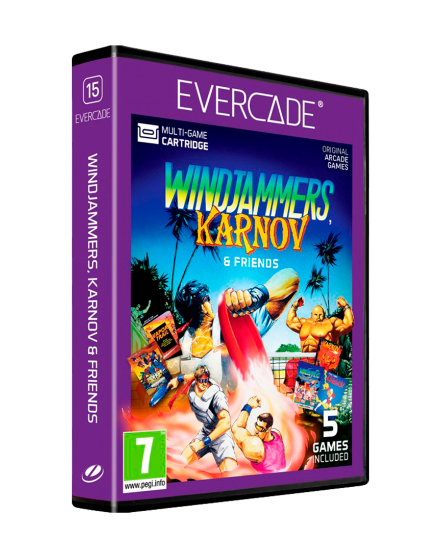 Cartucho evercade windjammers, karnov & friends