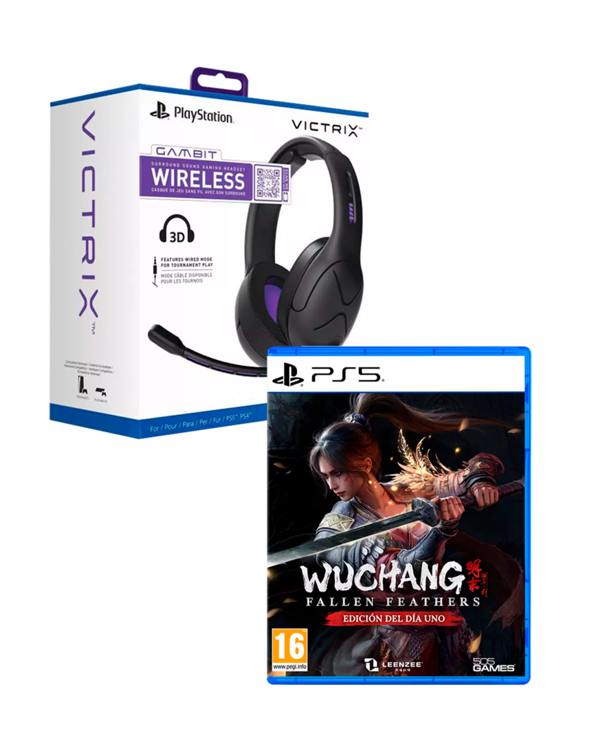 Pack wuchang: fallen feathers ed. day one + victrix gambit wireless auricular gaming licenciado para ps5