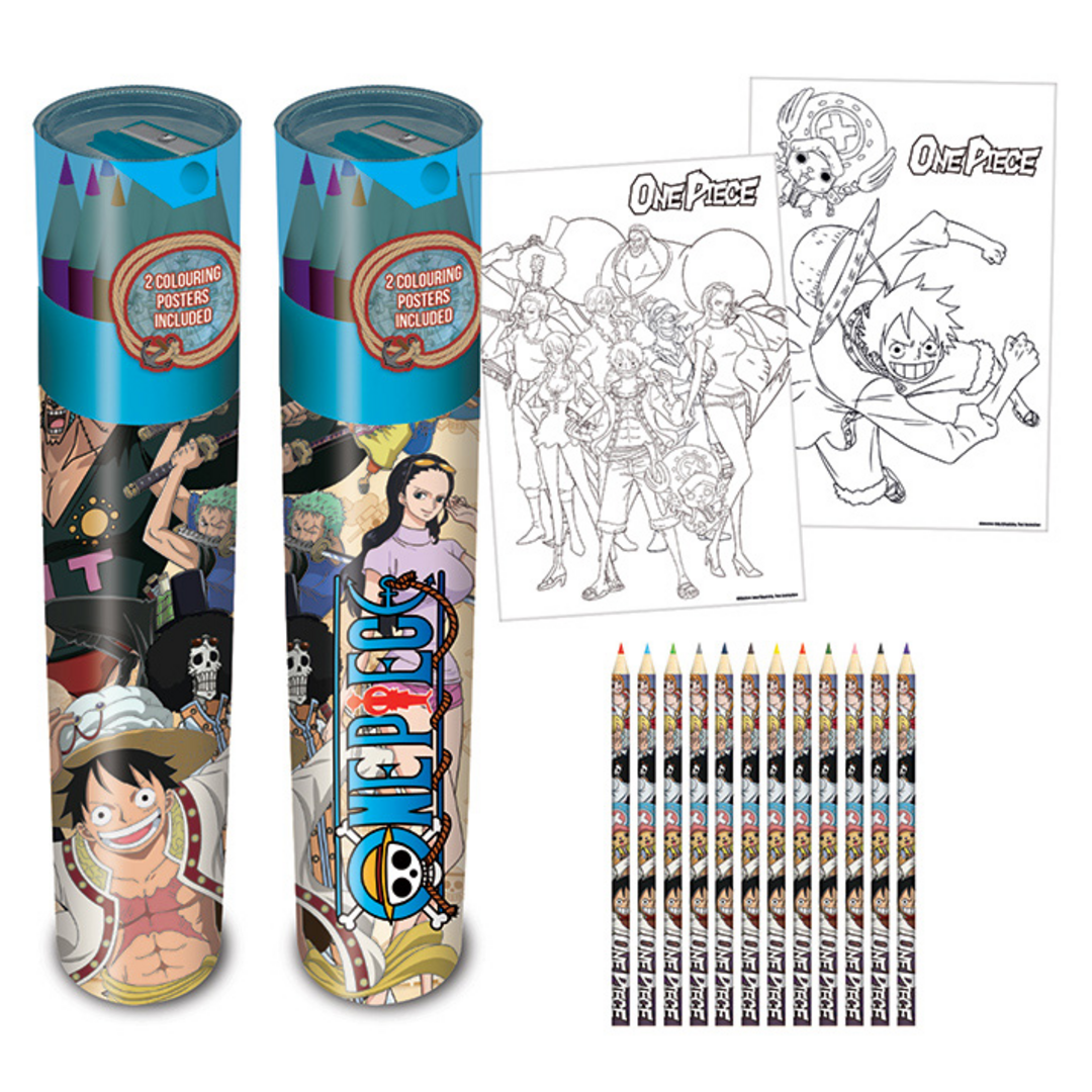 One piece - tubo de lápices + 2 pósters + sacapuntas whole cake island