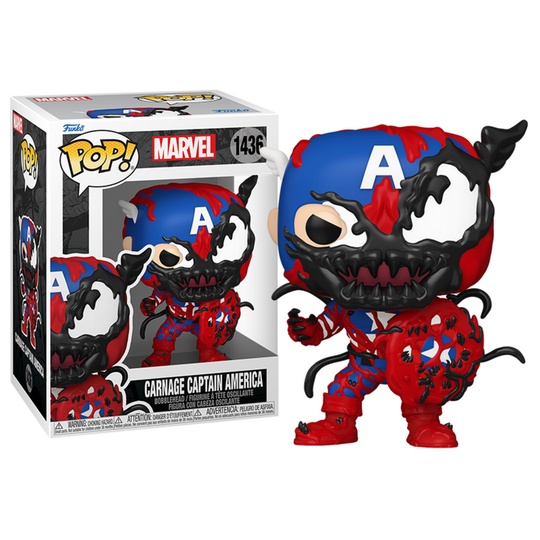 Funko Pop! Marvel: Carnageized - Captain America - Marvel Comics - Cómics Marvel - Figura de Vinilo Coleccionable - Idea de Regalo- Mercancia Oficial - Juguetes para Niños y Adultos