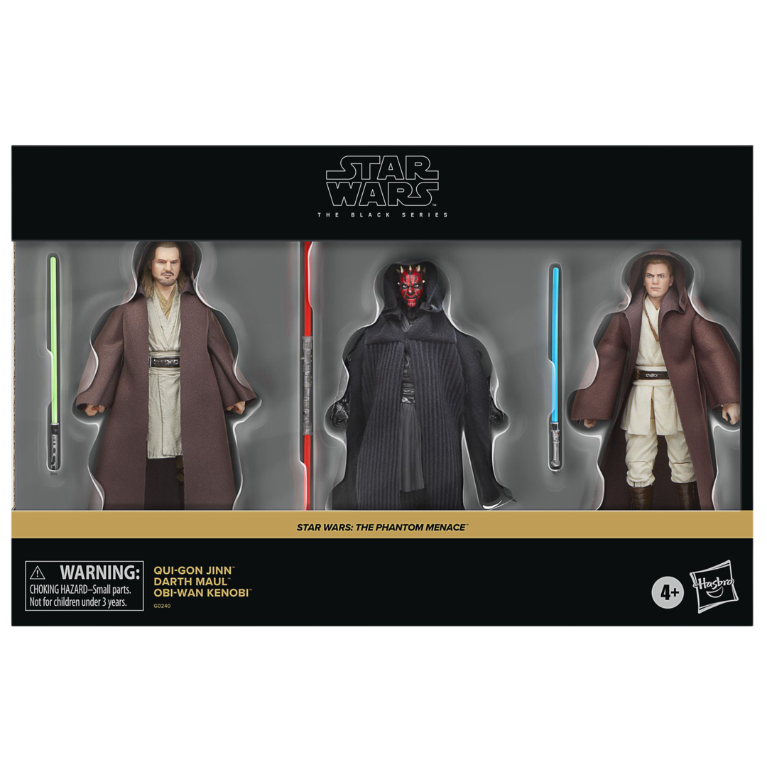 Pack figuras qui-gon, darth maul y obi-wan kenobi star wars hasbro