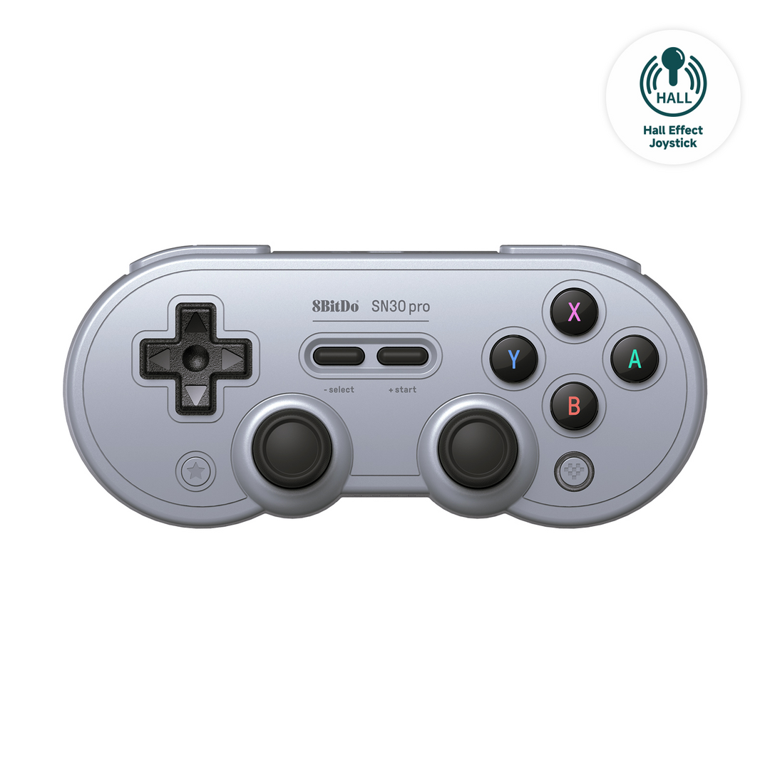 8bit do sn30 pro gamepad hall ed/gris
