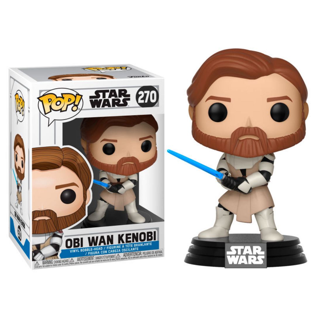 Funko POP! Bobble: Star Wars: Clone Wars: Obi Wan Obi-Wan Kenobi - Figuras Miniaturas Coleccionables Para Exhibición - Idea De Regalo - Mercancía Oficial - Juguetes Para Niños Y Adultos - Fans De TV