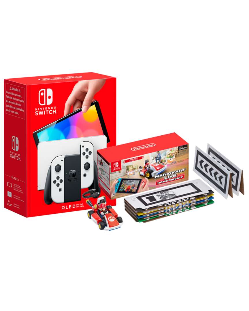 Nintendo switch modelo oled (blanco) + mario kart live: home circuit edición mario