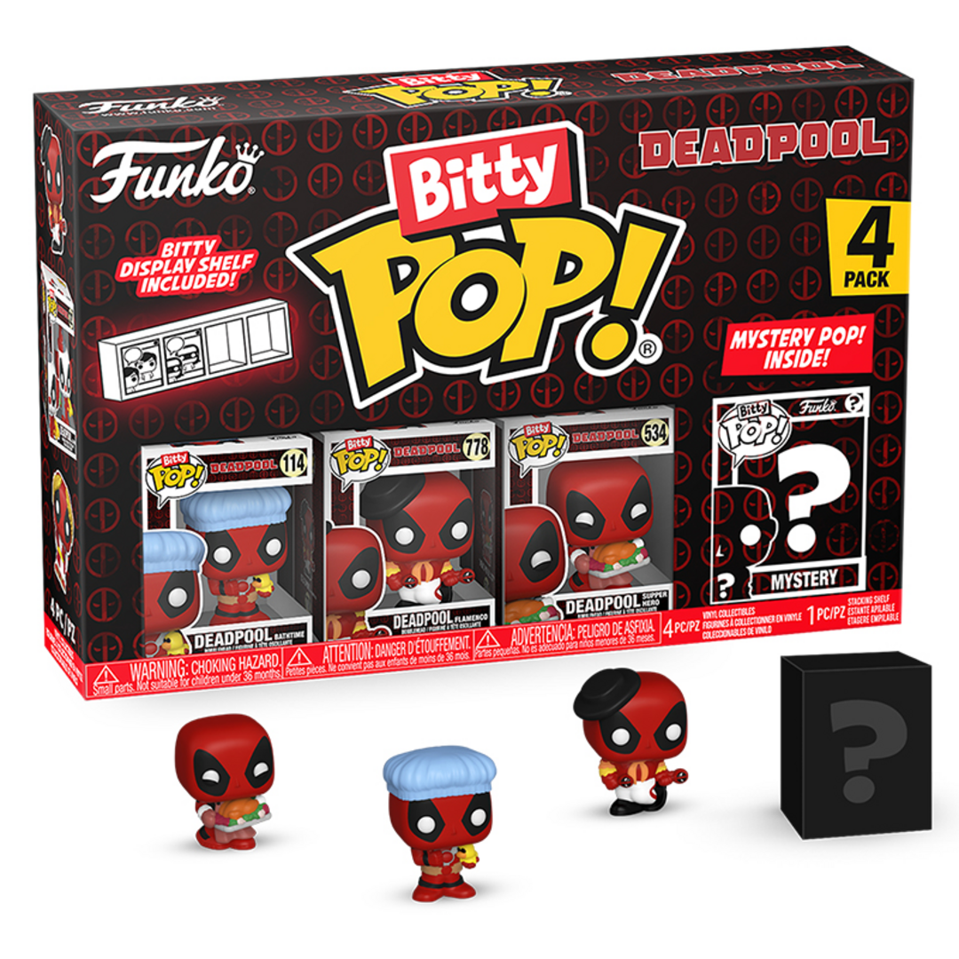 Funko Bitty Pop! 4 Pack: Deadpool - Bathtime,Flamenco,Supper Hero & More