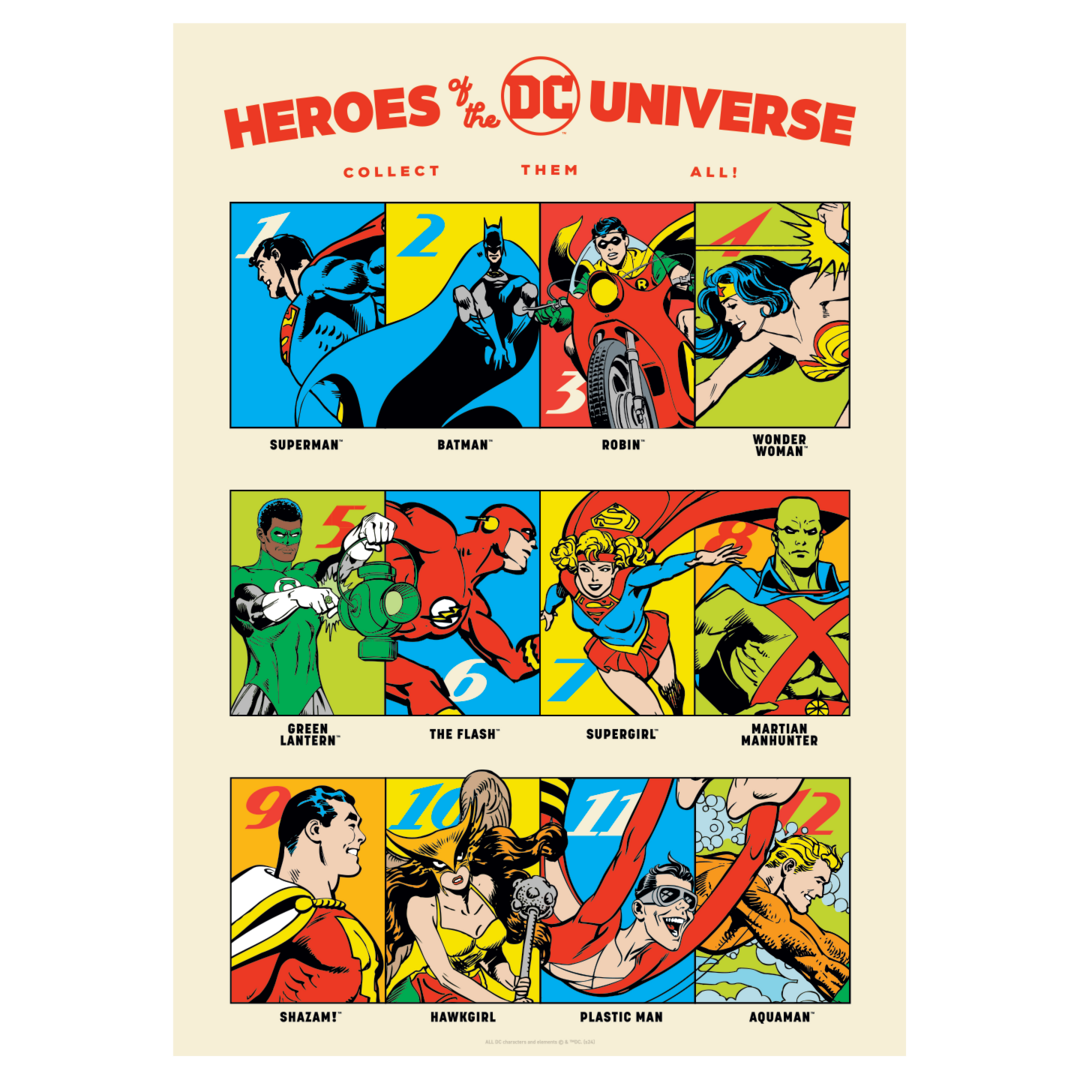 Póster héroes universo dc 90 aniversario fanattik