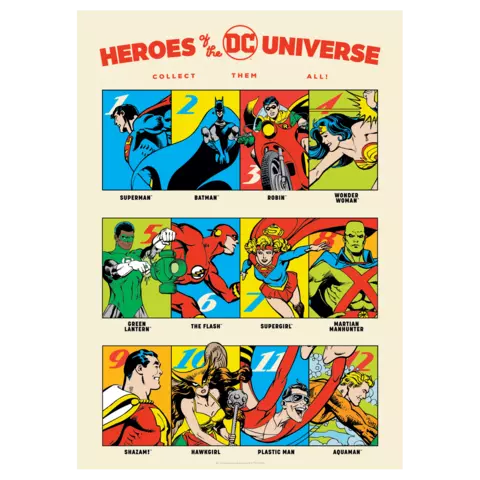 Póster Héroes Universo DC 90 Aniversario Fanattik