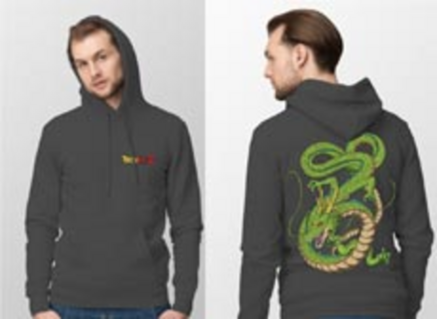 Logo y shenron espalda talla s sudadera capucha gris chico dragon ball