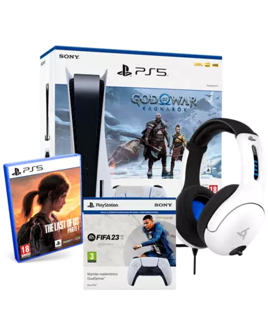 Comprar Consola PS5 + God of War: Ragnarök + Pack DualSense FIFA 23 + The Last of Us: Parte 1 + Auriculares Gaming LVL50 con Cable PS5 Pack God of War