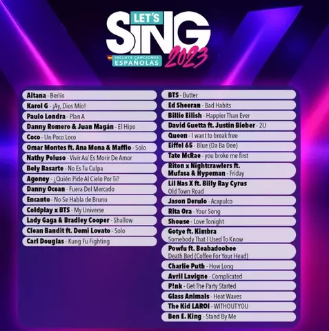 Comprar Let's Sing 2023 (Incluye Canciones Españolas) + 2 Micros PS5 Pack 2 Micros