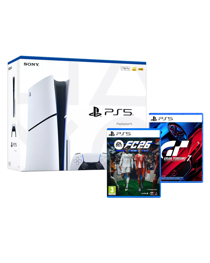 Consola PS5 Chassis E + EA Sports FC 26 + Gran Turismo 7