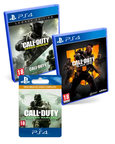 Comprar Triple Pack Call Duty: Black Ops 4 + Infinite Warfare Edición Legacy + Modern Warfare Remastered - PS4, Triple Pack | xtralife