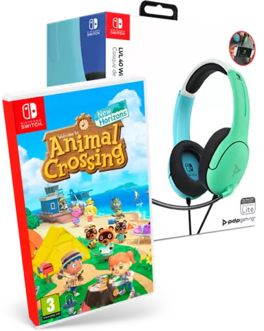 Comprar Animal Crossing: New Horizons + Auriculares Gaming LVL40 Aloha Azul y Verde Switch Pack Auriculares