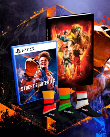Reservar Street Fighter 6 Edición Lenticular + Guía Street Fighter V Ed. Coleccionista + Calcetines Street Fighter Talla 39-46 - PS5, Pack Guía Coleccionista