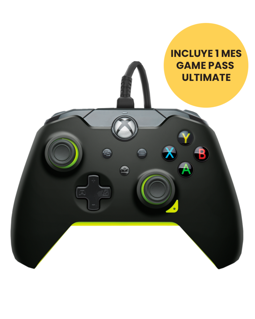 Mando con cable electric black negro/verde lima licenciado
