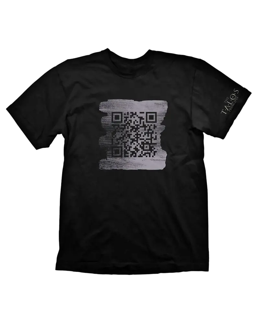 Camiseta negra código qr talos talla m