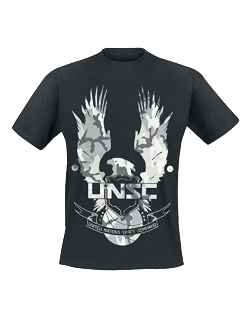 Camiseta negra camo unsc print halo talla s